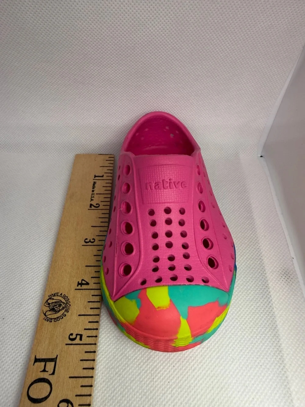 Native Slip-On Water Shoes Hot Pink Multicolor Toe and Trim Toddler Size C 4